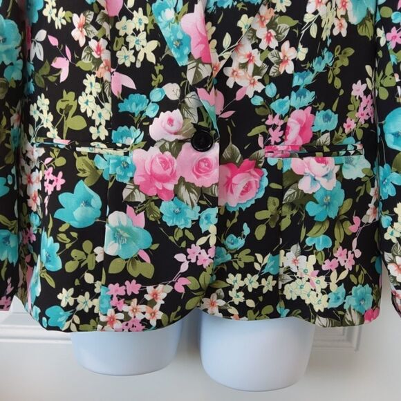 BFA Classics black floral unlined Blazer - Picture 3 of 11